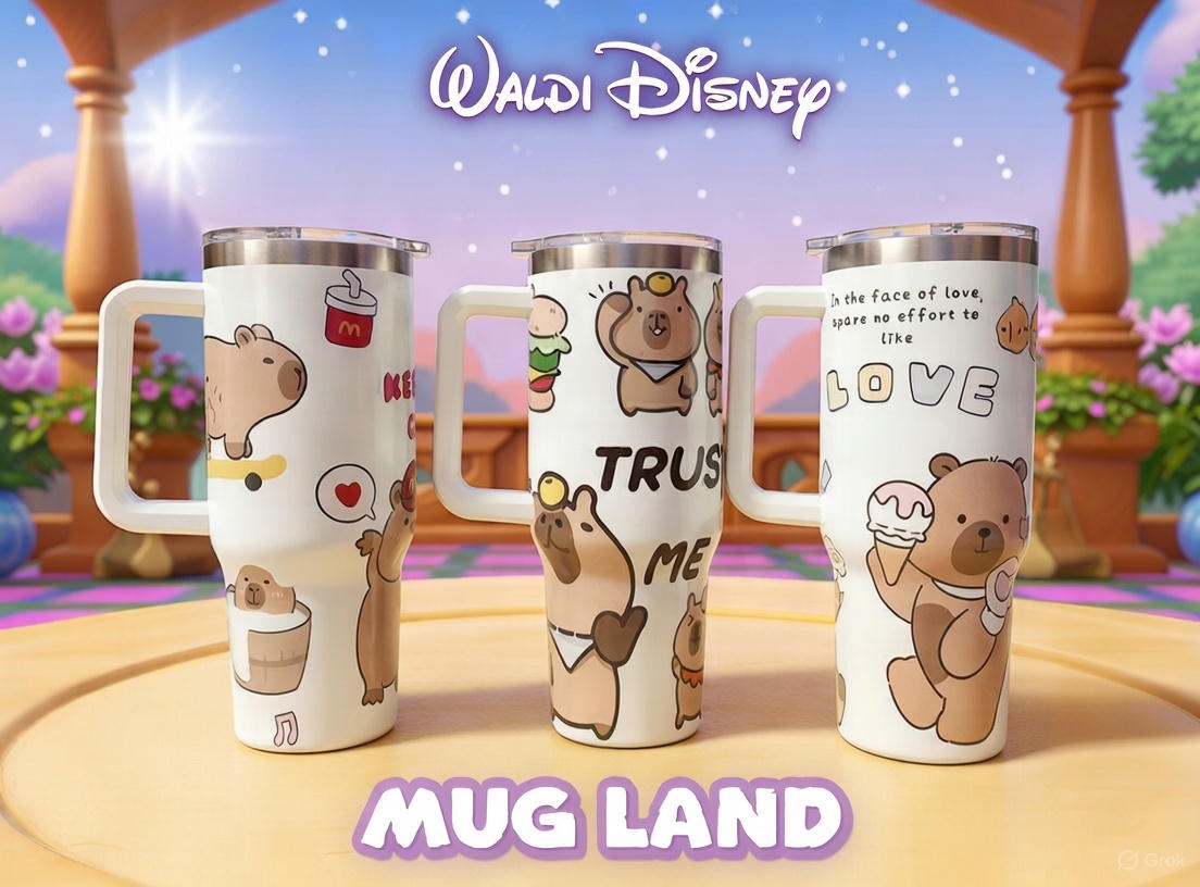  تراول ماگ تامبلر طرح لبوبو و خرسی 1200 میلی 