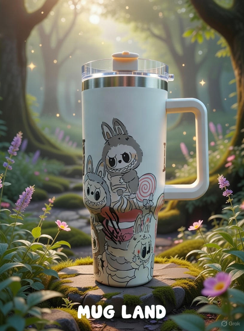  تراول ماگ تامبلر طرح لبوبو و خرسی 1200 میلی 