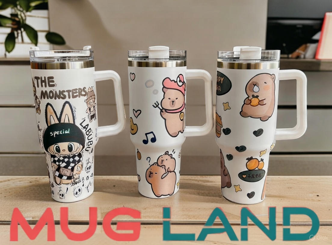  تراول ماگ تامبلر طرح لبوبو و خرسی 1200 میلی 